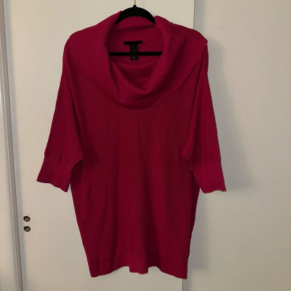 Lane Bryant 18/20 Cowl Neck Elbow Sleeve Womens Sweater Hot Fuchsia Pink EUC